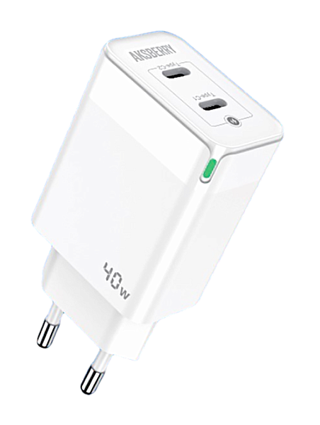 Сетевое зарядное устройство Aksberry T44 2port USBC 20W+20W 40w Max (белый)