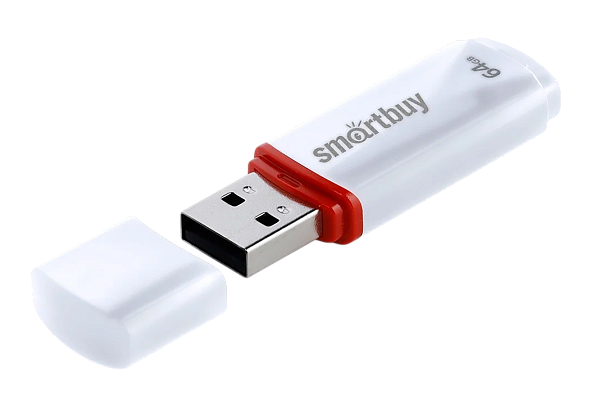 USB-накопитель 64Gb SmartBuy Crown, USB 2.0, белый