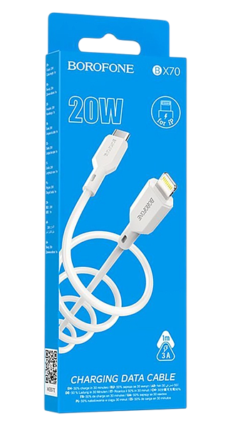 Кабель BOROFONE BX70 Type-C to Lightning, PD Cable, 20W, 1m белый