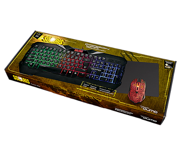 Игровой набор Qumo Solaris, проводные кл-ра K03 104 клавиши , мышь M10 dpi до 2200, коврик 