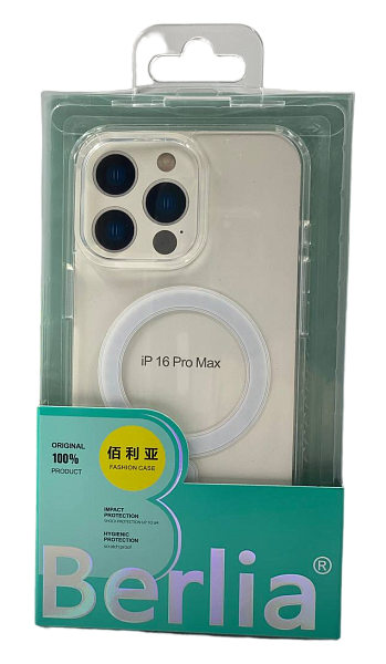 Чехол для iPhone 16 Pro Max Berlia прозрачный с MagSafe