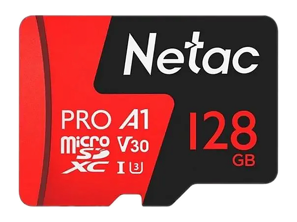 Карта памяти 128 Гб MicroSD Netac P500 Extreme Pro, Class10 UHS-I U3 V30 A1, без адаптера