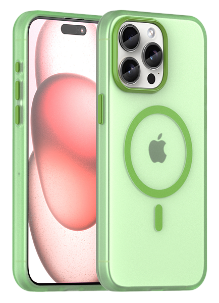 Чехол Caseport Frosted Magnetic для iPhone 15 Pro Max, мягкий усиленный с MagSafe, зеленый