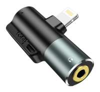 Переходник Hoco LS32 Audio 3.5 мм для разъема Lightning, черный-серый