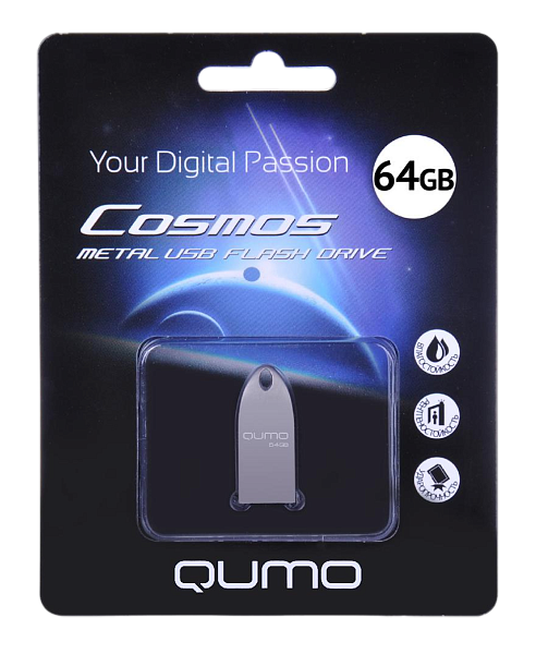 USB-накопитель QUMO Cosmos 64GB Silver