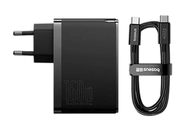 Зарядное устройство Baseus GaN5 Pro Digital Fast Charger 2C+U 160W + кабель Type-C, черный