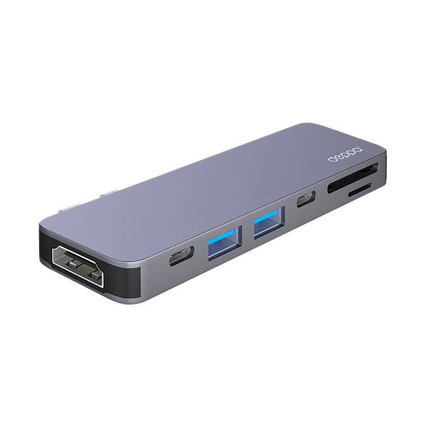 Адаптер USB-C Deppa для Macbook 7-в-1, графит