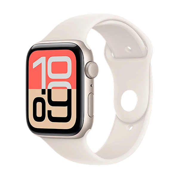 Apple Watch SE 3 (2025) GPS 44mm Aluminum Case with Starlight/Starlight Sport Band S/M (MEHG4)