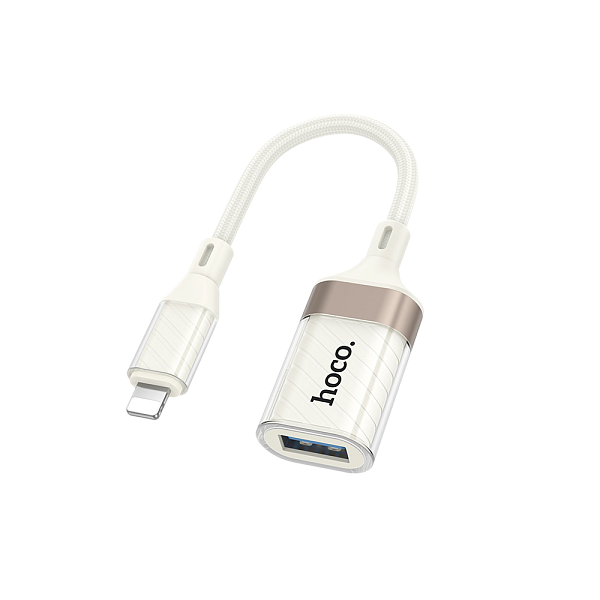 Переходник Hoco UA39 OTG, 8 pin(m) - USB(f), 12,5см, белый