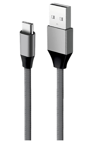 Кабель Aksberry X158 USB A-Type C 60W, 5A., 1метр поддержка iPhone 15 в тканевой оплетке (серый)