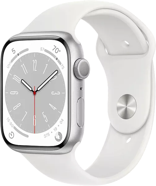 Apple Watch Series 8 GPS 45mm Aluminium Case with Silver/White Sport Band M/L (MP6Q3)