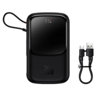 Внешний аккумулятор Baseus Qpow PRO, 10000mAh, 3A, 20 Вт встроенный Lightning + кабель Type-C Внешний аккумулятор Baseus Qpow PRO, 10000mAh, 3A, 20 Вт встроенный Lightning + кабель Type-C