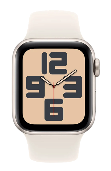 Apple Watch SE (2024) GPS 44mm Aluminum Case with Starlight/Starlight Sport Band M/L (MXEV3)