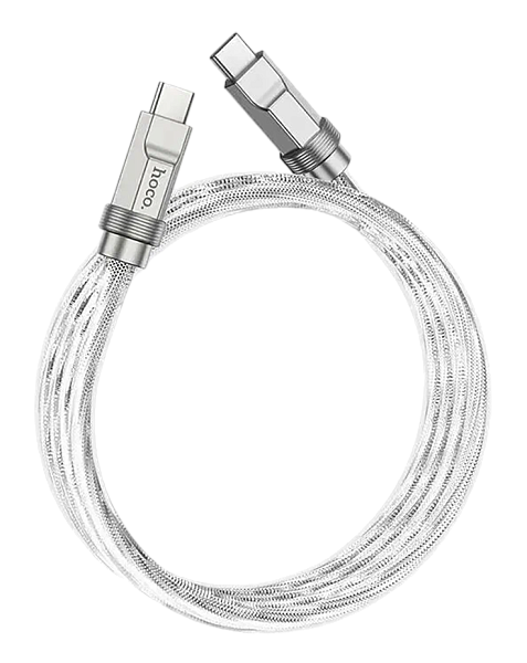 Кабель HOCO U113 Solid 100W silicone charging data cable Type-C to Type-C 3A. 1m (серебристый)