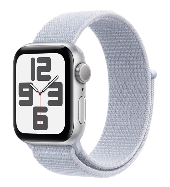 Apple Watch SE (2024) GPS 40mm Aluminum Case with Silver/Blue Cloud Sport Loop (MXEE3)