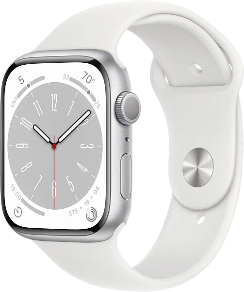 Apple Watch Series 8 GPS 45mm Aluminium Case with Silver/White Sport Band M/L (MP6Q3)