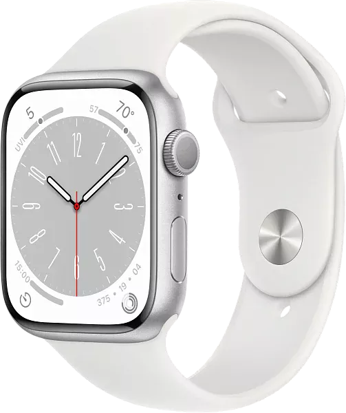 Apple Watch Series 8 GPS 45mm Aluminium Case with Silver/White Sport Band M/L (MP6Q3)