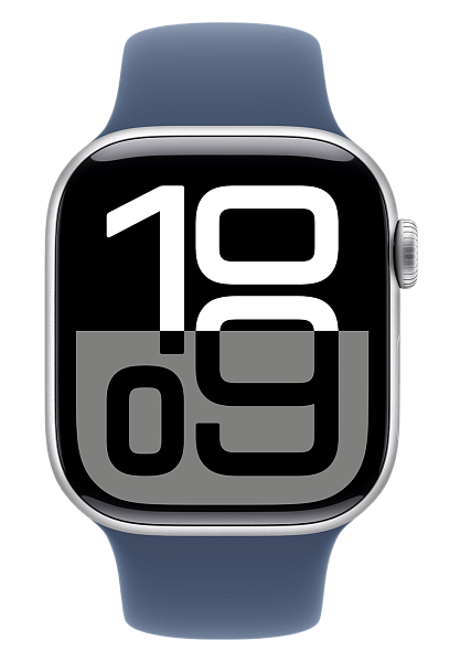 Apple Watch Series 10 GPS 42mm Aluminium Case with Silver/Denim Sport Band S/M (MWWA3)
