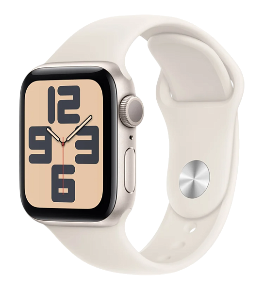 Apple Watch SE (2024) GPS 44mm Aluminum Case with Starlight/Starlight Sport Band M/L (MXEV3) фото 1