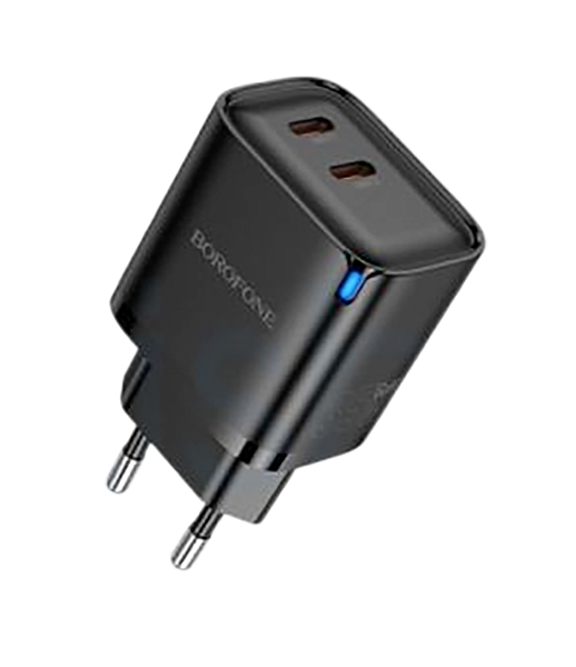 Сетевое зарядное устройство Borofone BA85A Flare star, 2 Type-C, PD35W+QC3.0 Black
