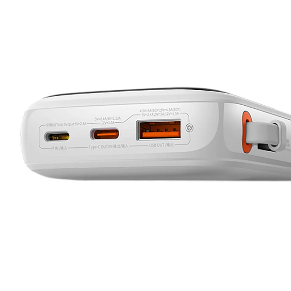 Внешний аккумулятор Baseus Qpow PRO, 10000mAh, 3A, 20 Вт встроенный Lightning + кабель Type-C