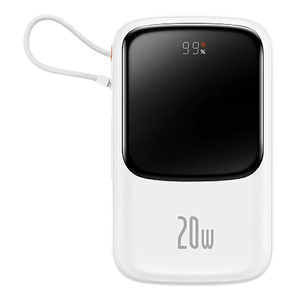 Внешний аккумулятор Baseus Qpow PRO, 10000mAh, 3A, 20 Вт встроенный Lightning + кабель Type-C