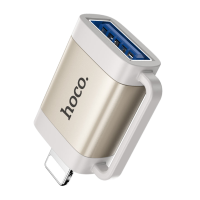 Переходник Hoco UA31A OTG, 8 pin(m) - USB(f), серый