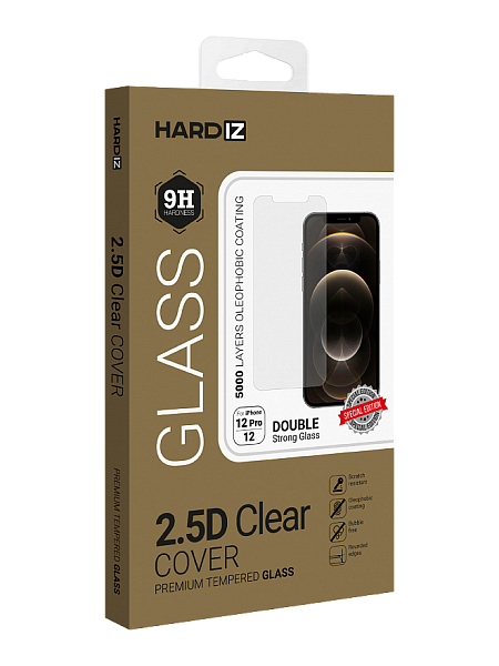 Стекло защитное для Apple iPhone 12/12 Pro Hardiz Premium Full Screen Cover (2.5D) черное