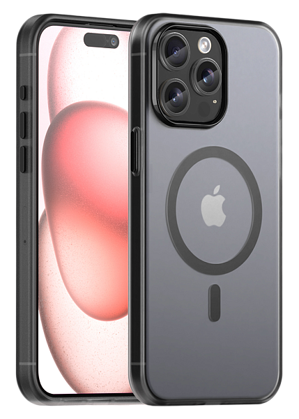 Чехол Caseport Frosted Magnetic для iPhone 15 Pro Max, мягкий усиленный с MagSafe, черный