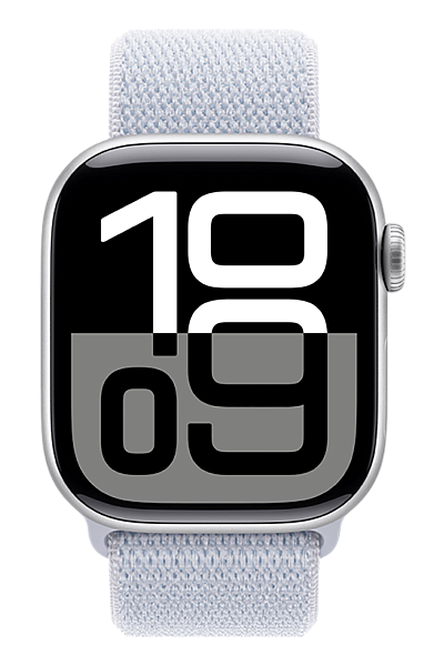 Apple Watch Series 10 GPS 42mm Aluminium Case with Silver/Blue Cloud Sport Loop (MWWD3)