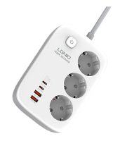 Сетевой фильтр - удлинитель LDNIO SE3436 - Power Strip 3250W, 3 розетки, 4 USB, 2м White