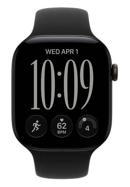 Apple Watch Series 12 GPS 42mm Aluminium Case with Black/Black Sport Band M/L (MJEC4)