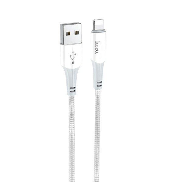 Кабель HOCO X70 Ferry USB to Lightning, 2.4A,  1m, нейлон White