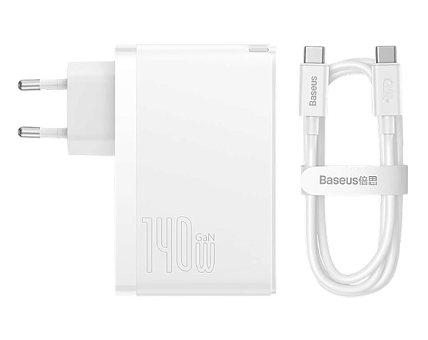 Зарядное устройство Baseus GaN5 Pro Fast Charger 2C+U 140W + кабель Type-C, белый CCGP100202