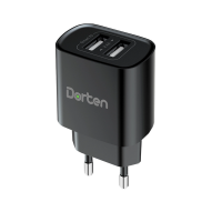 Сетевое зарядное устройство Dorten 2 USB Smart ID 12W Wall Quick Charger 2.4A Black