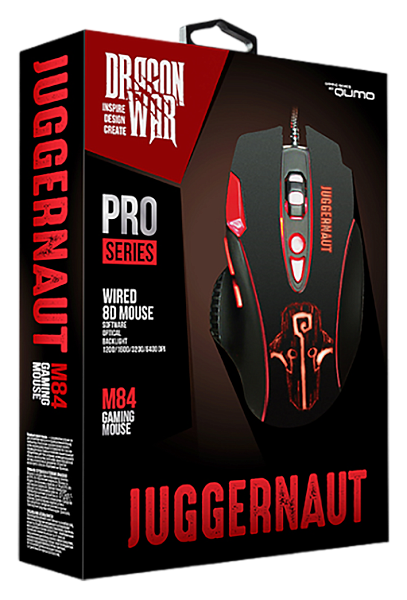 Игровая проводная оптическая мышь Qumo PRO Series Juggernaut M84, 8 кнопок, подсветка, dpi до 6400