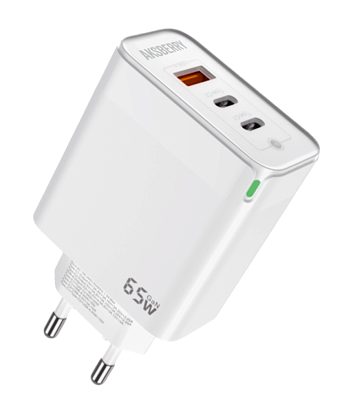 Сетевое зарядное устройство Aksberry T50 Gan 65W USBC+USBC+ USBA QC3.0 (белый)