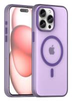 Чехол Caseport Frosted Magnetic для iPhone 15 Pro, мягкий усиленный с MagSafe, фиолетовый