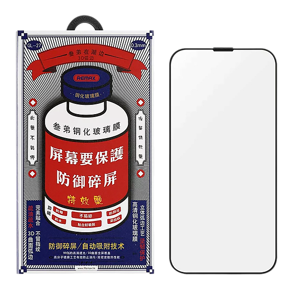 Стекло защитное для Apple iPhone 16 Plus Remax GL-27 Full Screen Cover (3D) черное