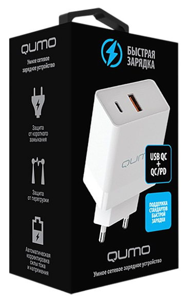 Сетевое зарядное устройство QUMO Energy light PD 20W, 1USB Type-C белый